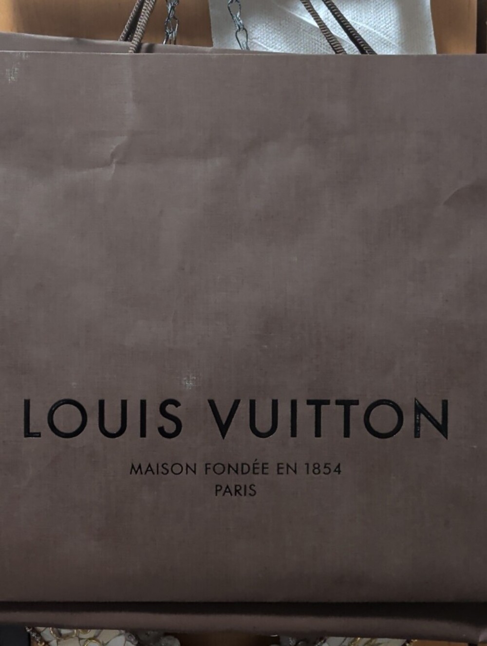 Louis Vuitton Brown Paper Tote Shopping Bag × 3 with Black Logo